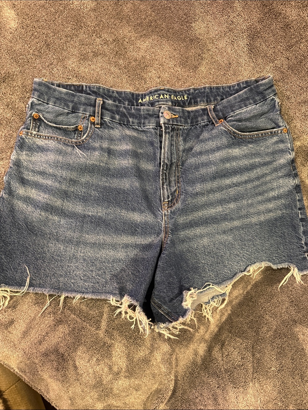 American Eagle Outfitters Distressed Medium Blue Denim Cutoff Shorts